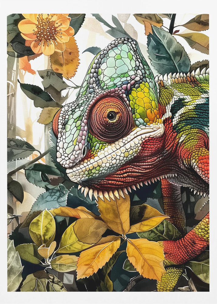 Chameleon watercolor animal art 3 | Poster