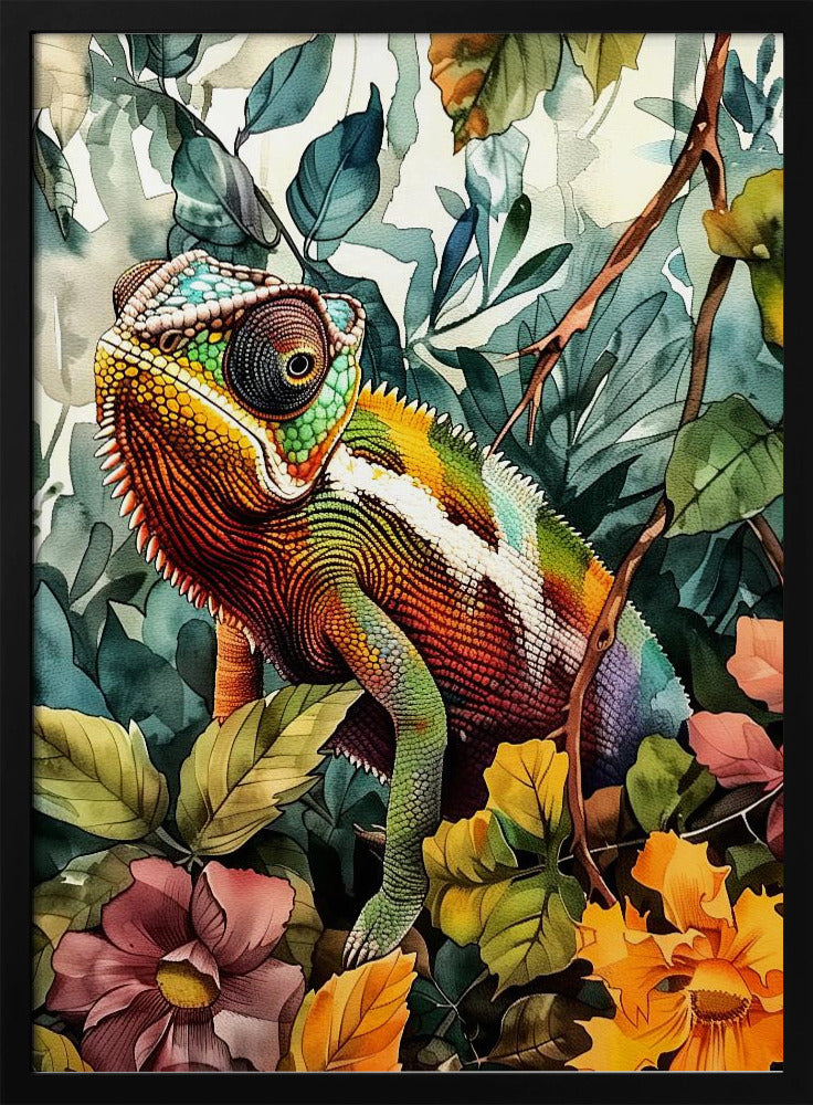 Chameleon watercolor animal art 4 | Poster