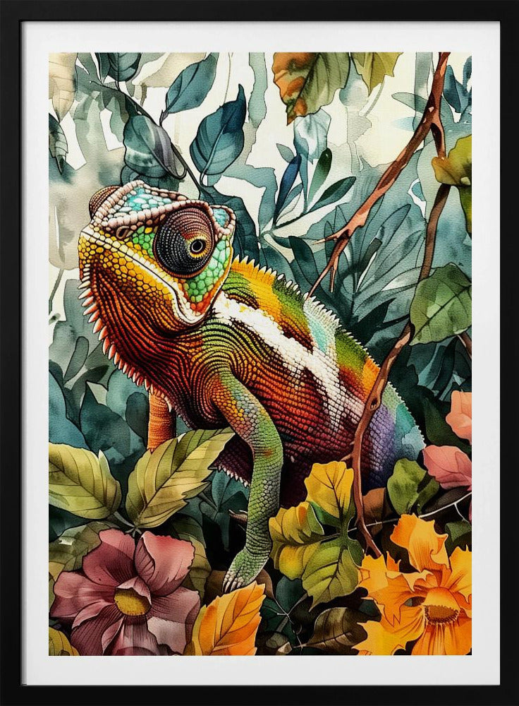 Chameleon watercolor animal art 4 | Poster