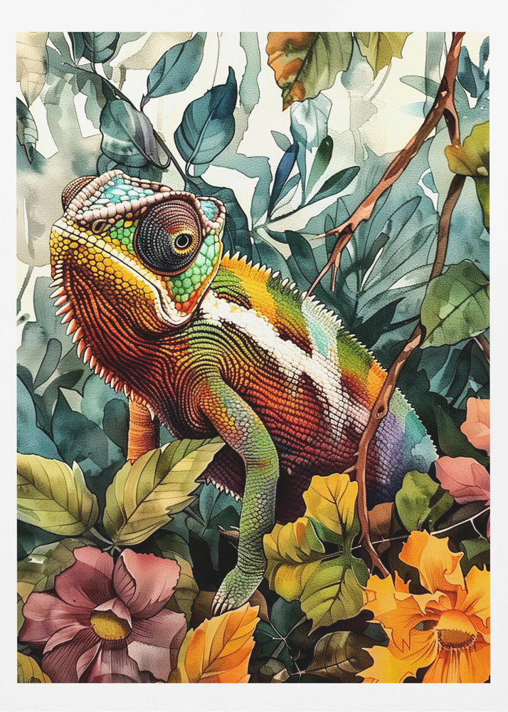 Chameleon watercolor animal art 4 | Poster