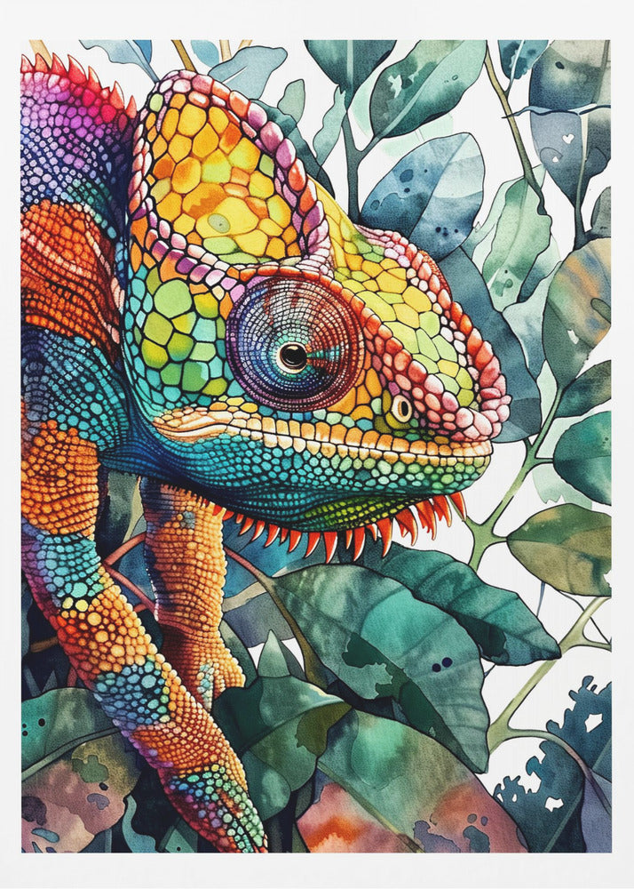 Chameleon watercolor animal art 6 | Poster