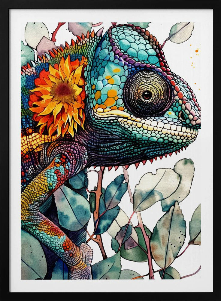 Chameleon watercolor animal art 7 | Poster
