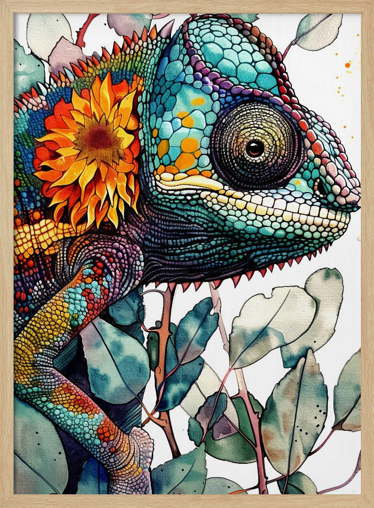 Chameleon watercolor animal art 7 | Poster