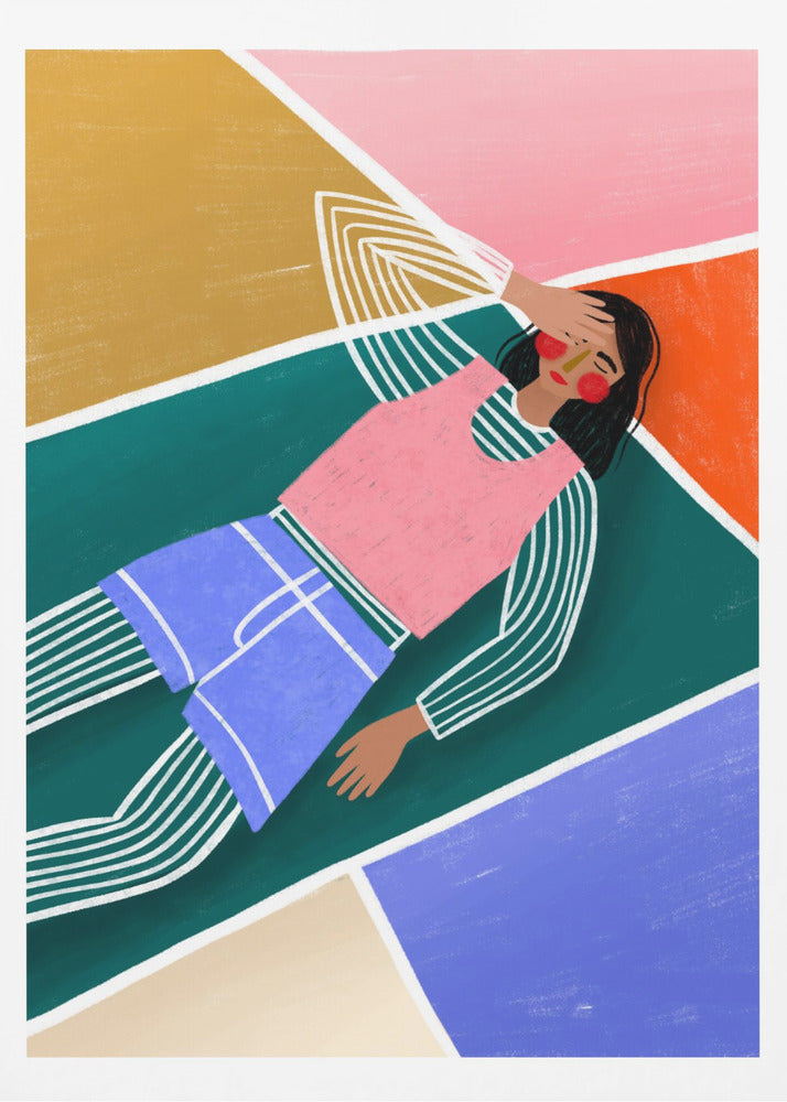 Femme rayonnante au repos | Affiche