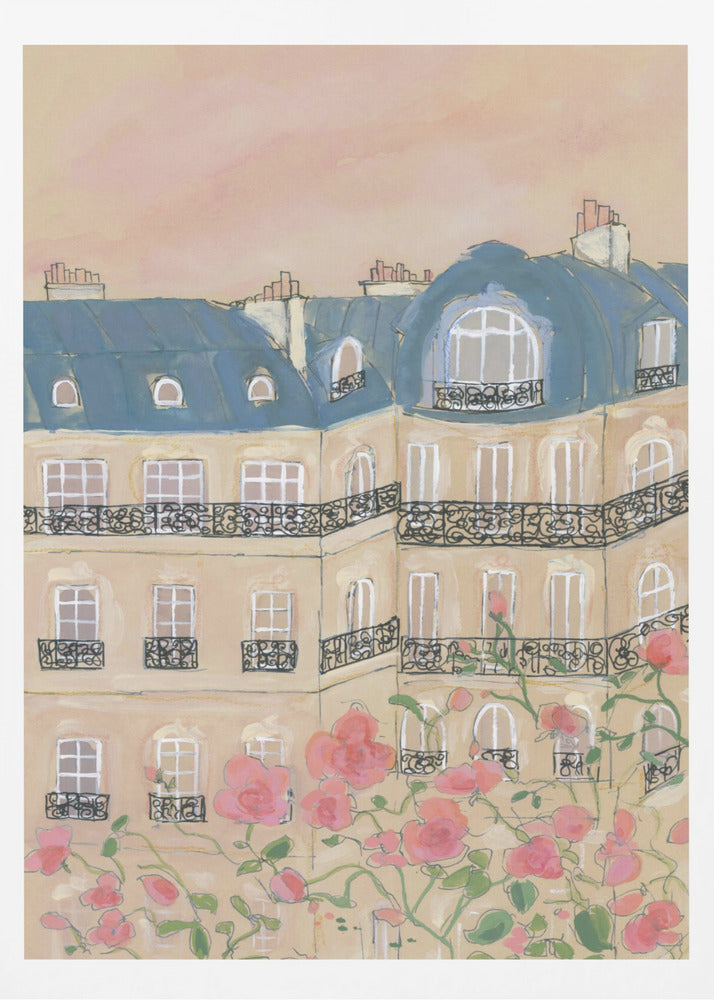 Coucher de soleil sur les immeubles de Paris | Affiches