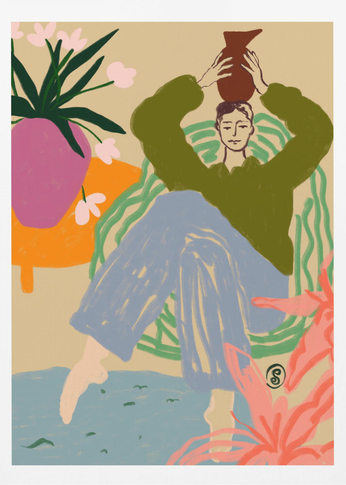 Femme avec un vaisseau | Affiche