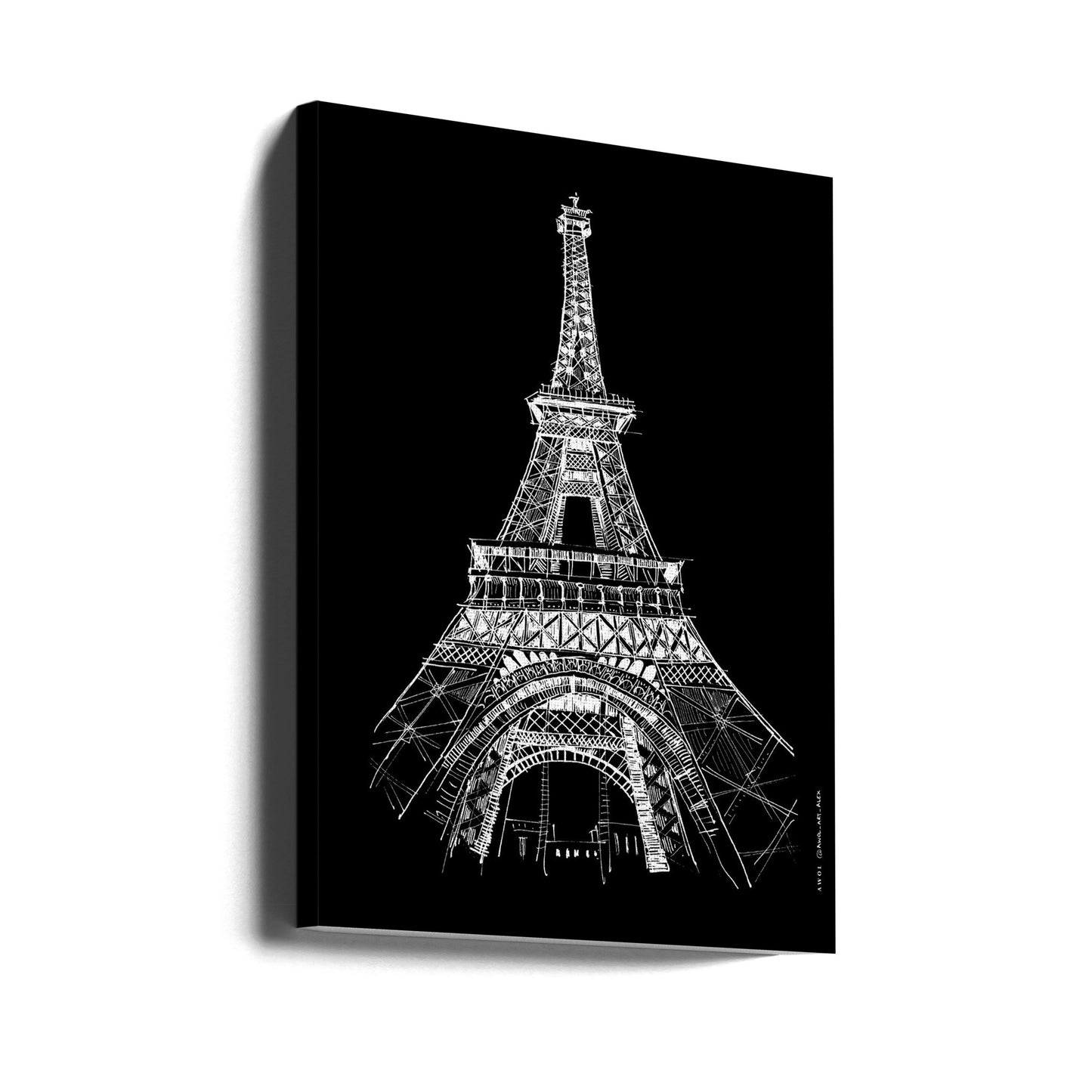 Dibujo arquitectónico de la Torre Eiffel, impresión artística de la ciudad de París | Impresiones en Lienzo