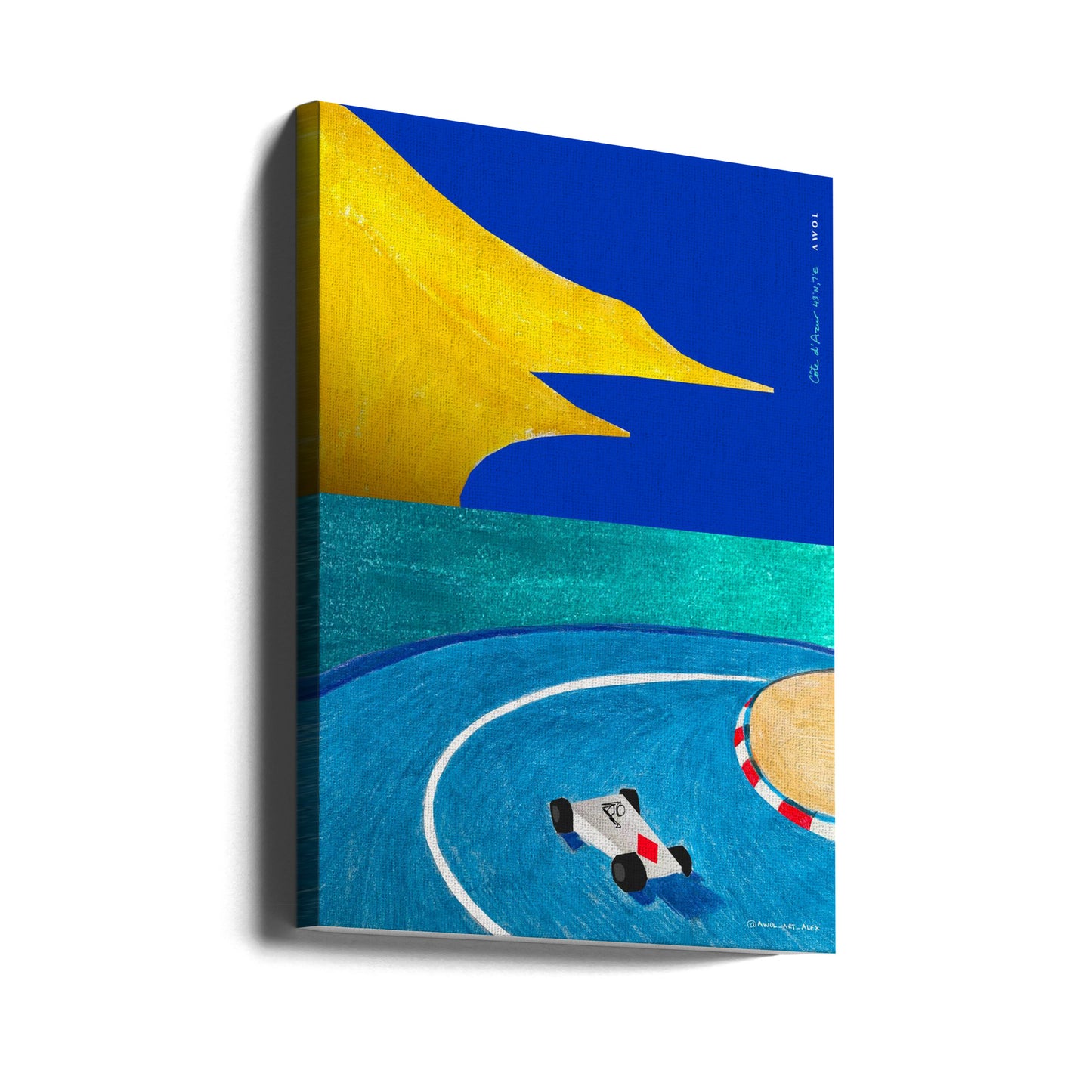 Grand Prix de Monaco, voiture de course sur la Côte d'Azur avec vue sur la mer Méditerranée | Tableaux sur Toile