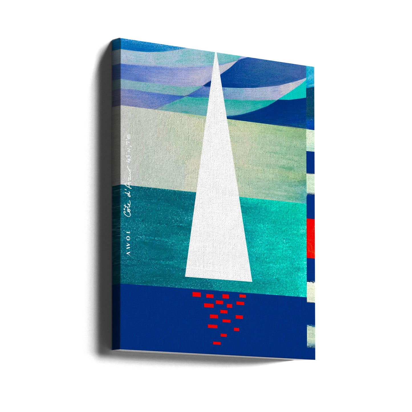 Voilier abstrait sur la Côte d'Azur, impression d'art colorée de la Côte d'Azur | Tableaux sur Toile