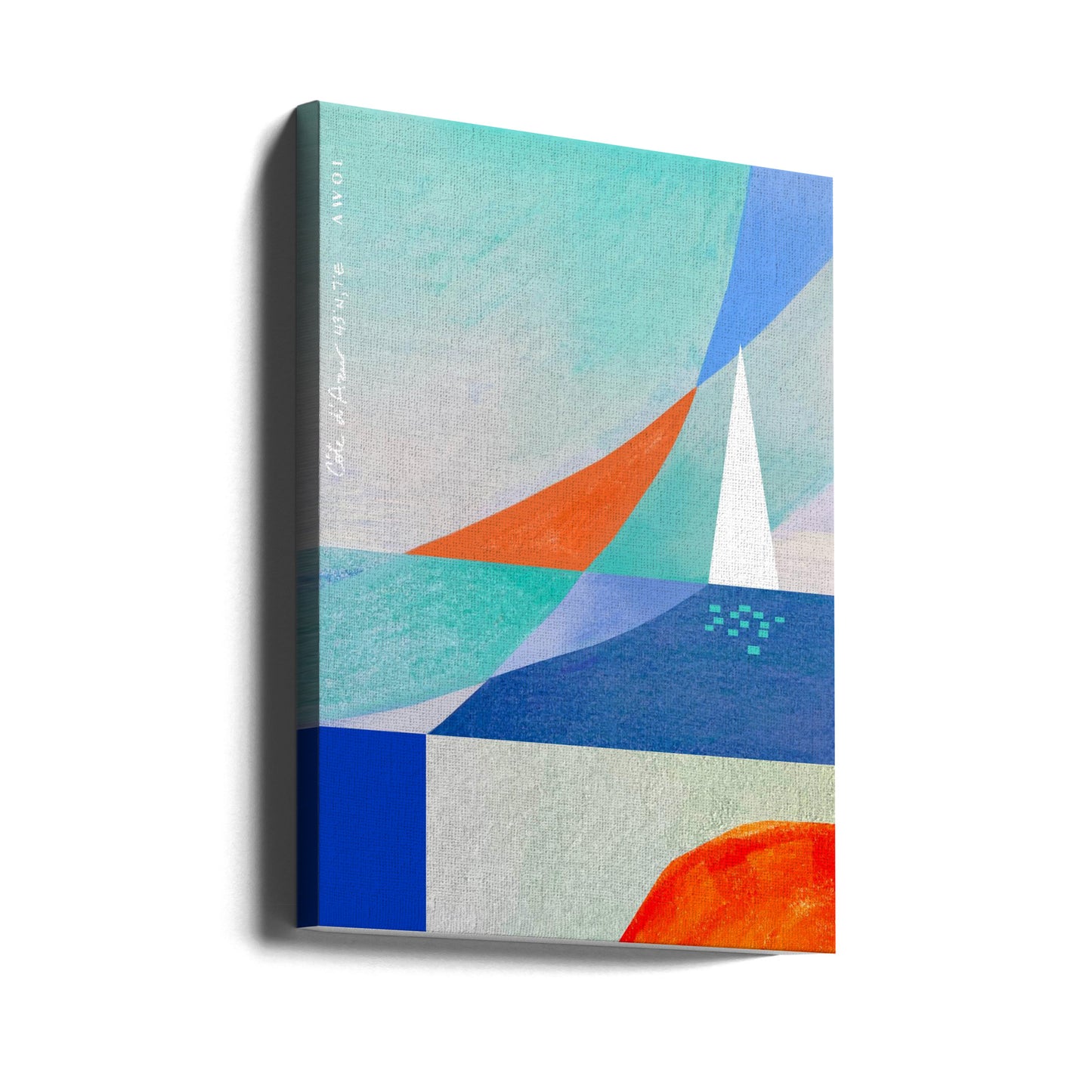 Paysage marin abstrait avec voilier blanc sur la Méditerranée, Côte d'Azur Art mural | Tableaux sur Toile