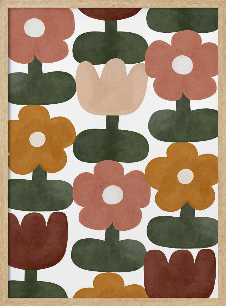 Retro Floral Grid | Poster