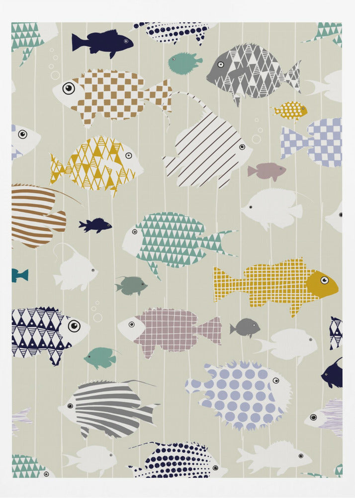 Poisson frais sur fond gris chaud | Affiches