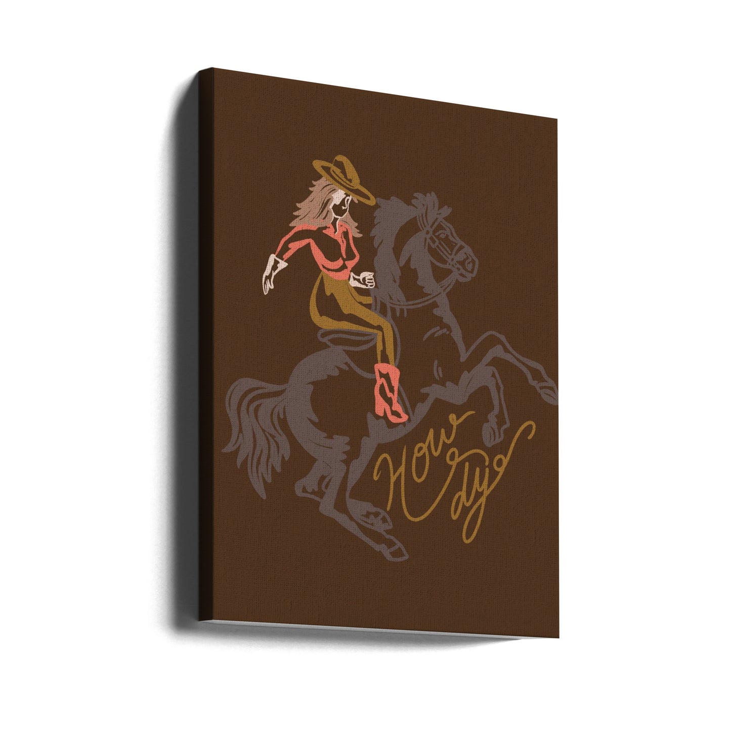 Cowgirl a cavallo rampante | Stampe su Tela