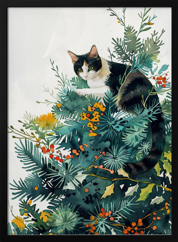 Kattunge och julgran | Poster
