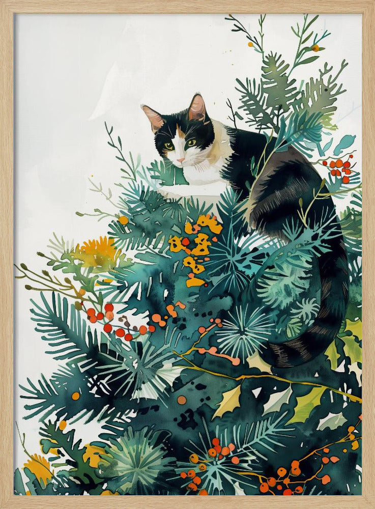 Kattunge och julgran | Poster