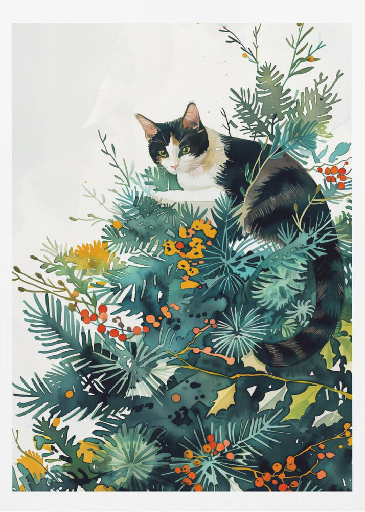 Kattunge och julgran | Poster