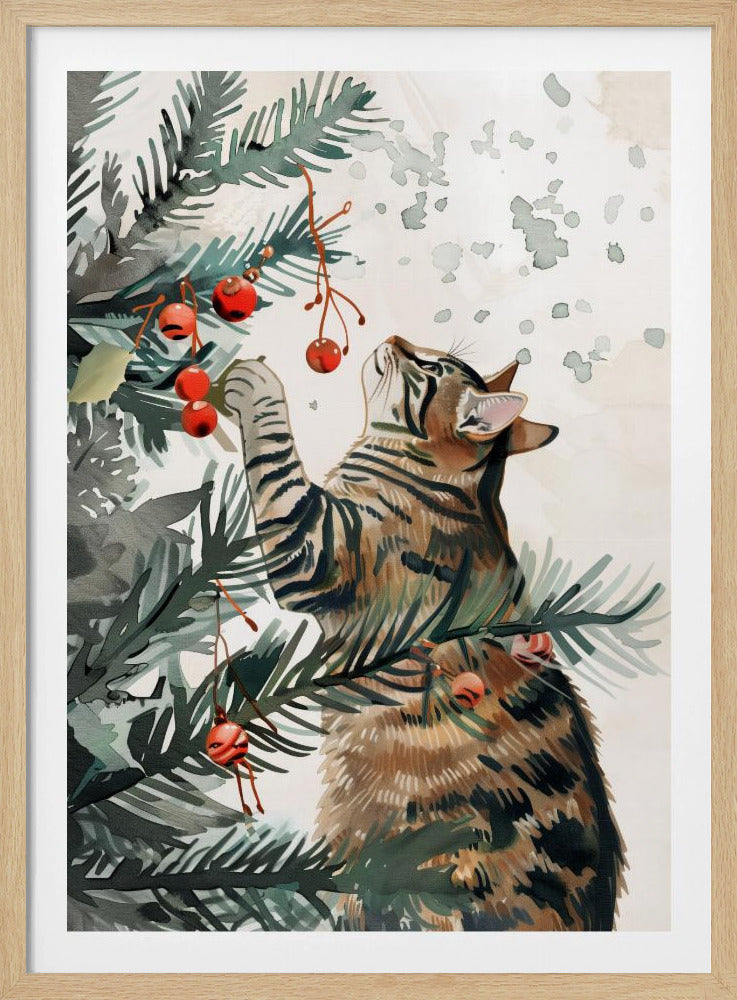 Kätzchen und Weihnachtsbaum | Poster