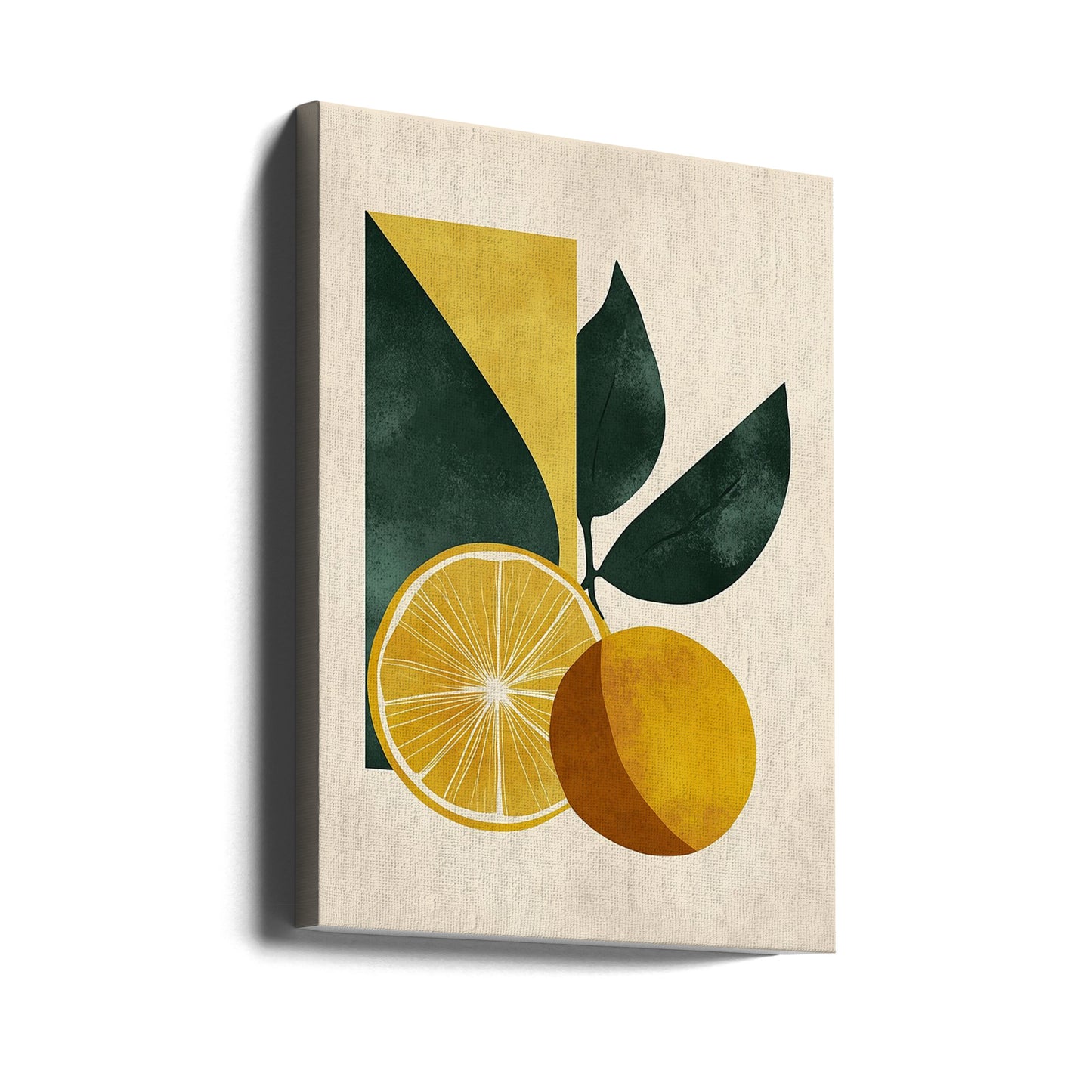 Yellow Lemon with Green Leaves Serenity | Canvas