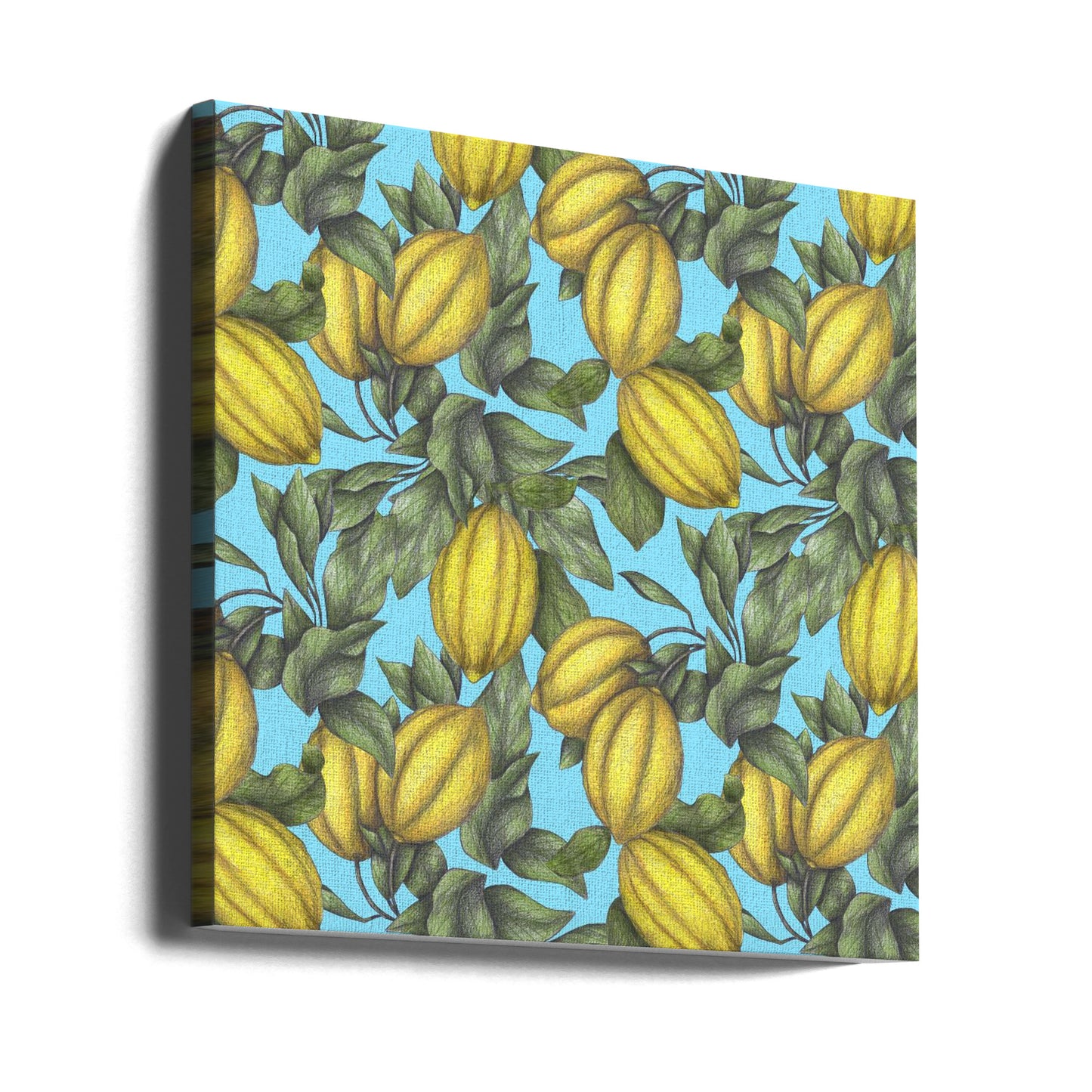 Pattern of Yellow Lemon with Green Leaves | Canvas