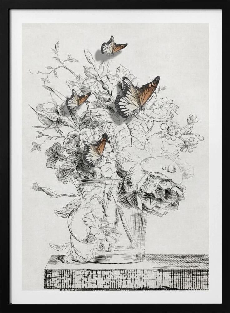 The Butterflies & The Vase With Flowers | Poster