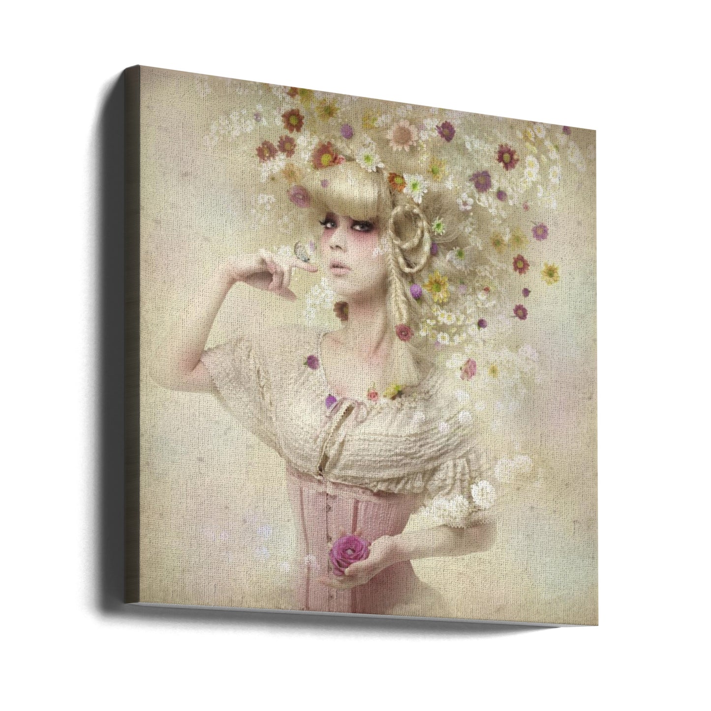 Flicka i blomsterträdgården | Canvas