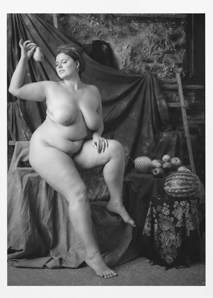 portrait of a girl with a pear | Poster