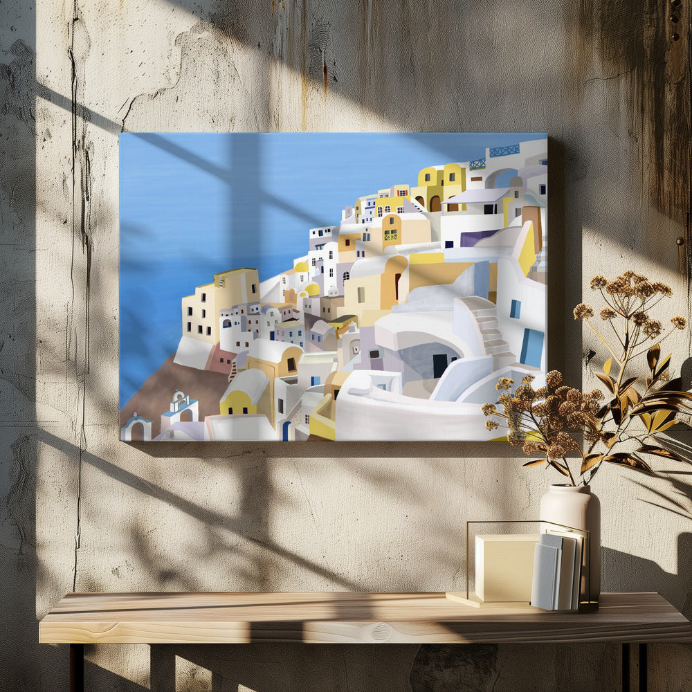 Santorini, Kreikka, Taiteilija Carla Dalyn näkymä kalliolle | Canvastaulut