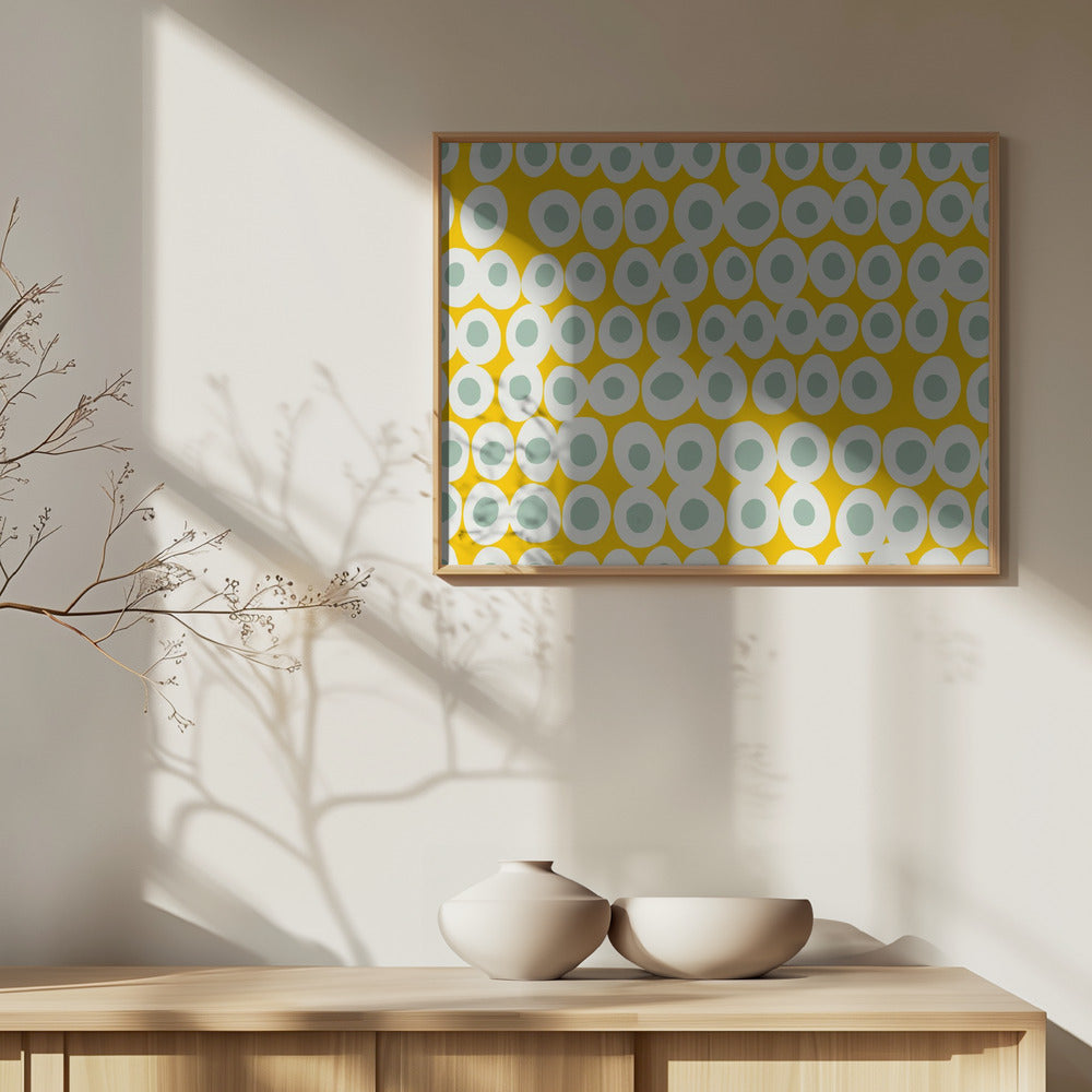 Wonderful bold dots yellow and mint pattern | Poster