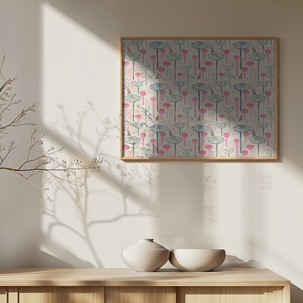 Blockdruck skandinavische Wiese | Poster