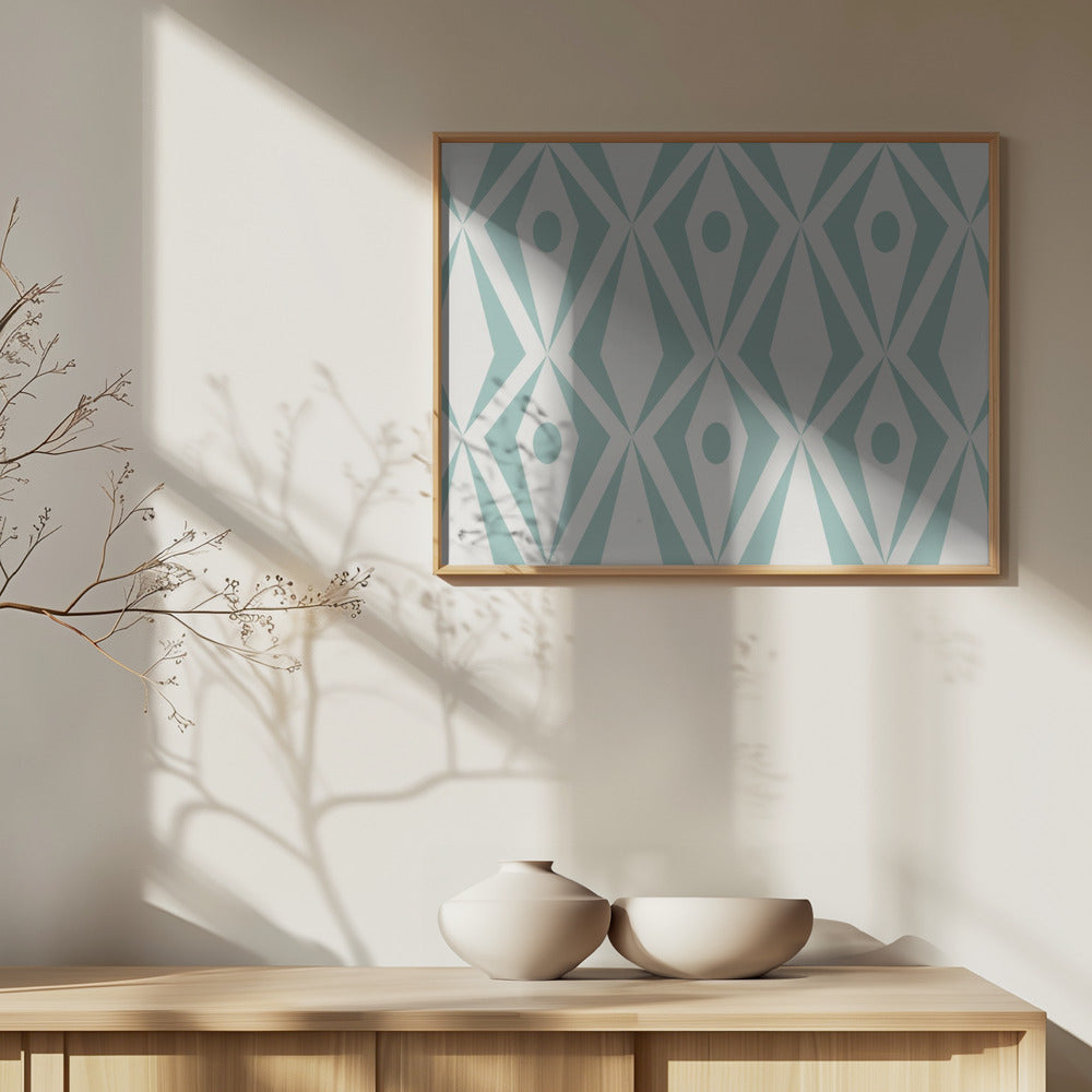 Minimalist art deco geometric diamonds aqua | Poster