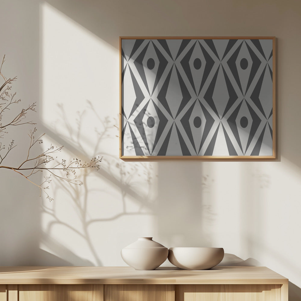 Minimalist art deco geometric diamonds grey | Poster
