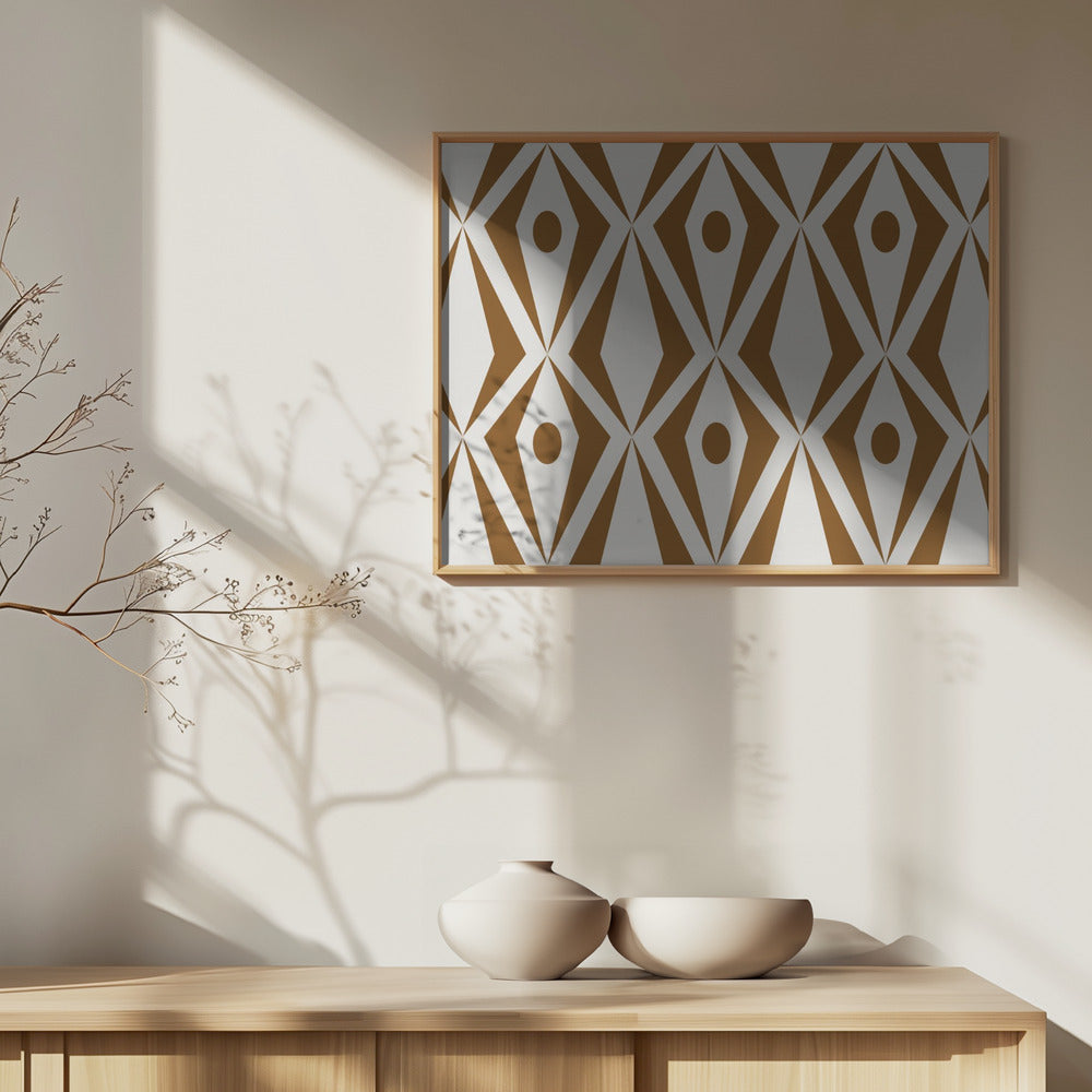 Minimalist art deco geometric diamonds brown | Poster