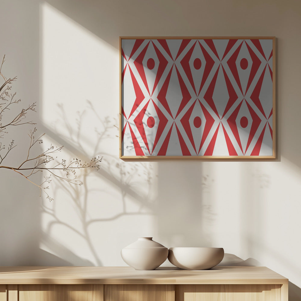 Minimalist art deco geometric diamonds red | Poster