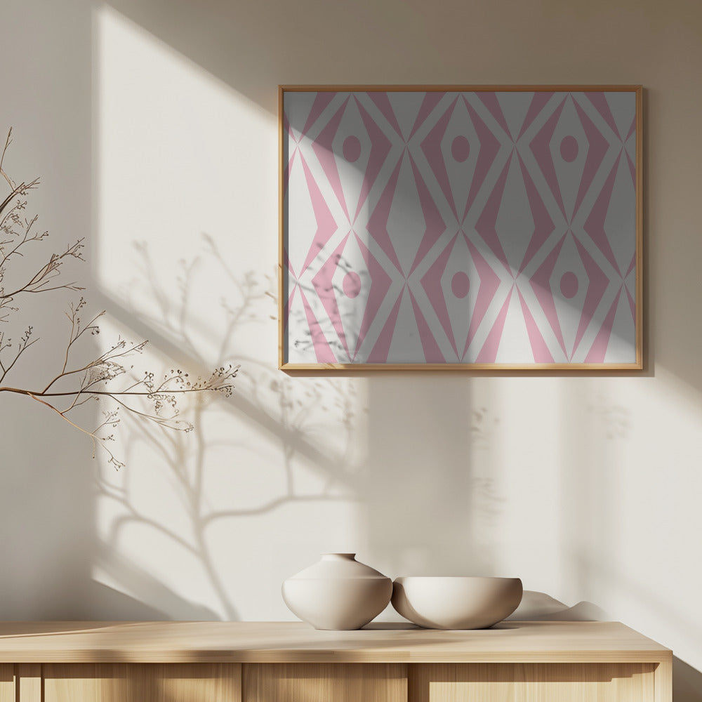Minimalist art deco geometric diamonds pink | Poster
