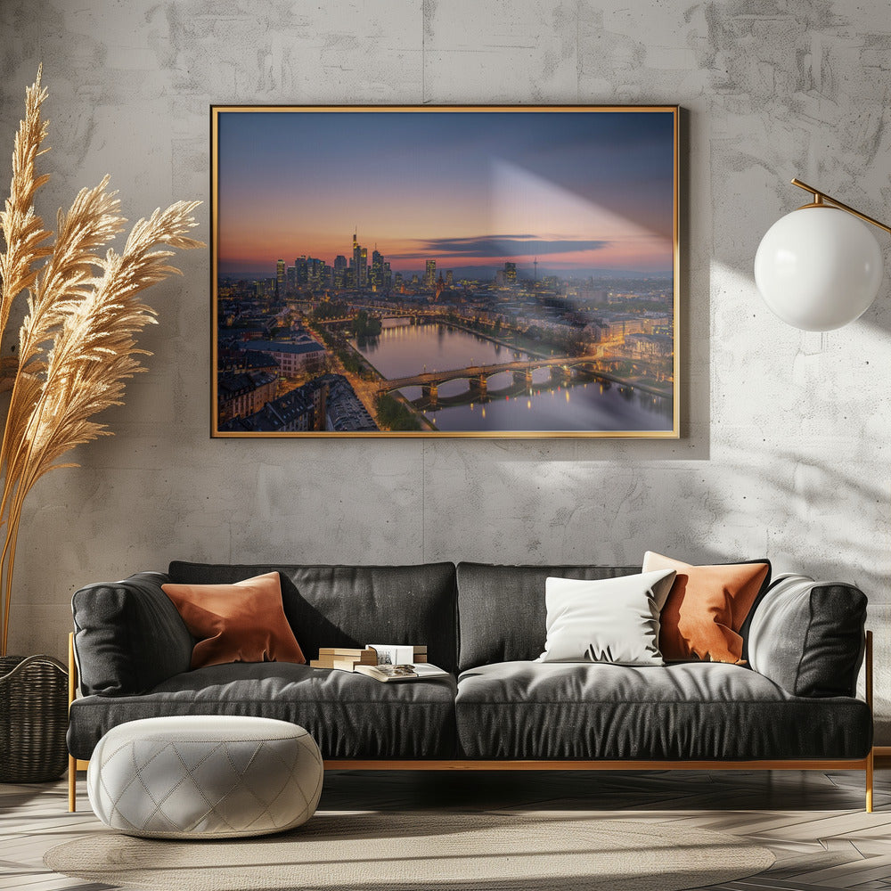 Skyline de Francfort au coucher du soleil | Posters - Affiche Artistique