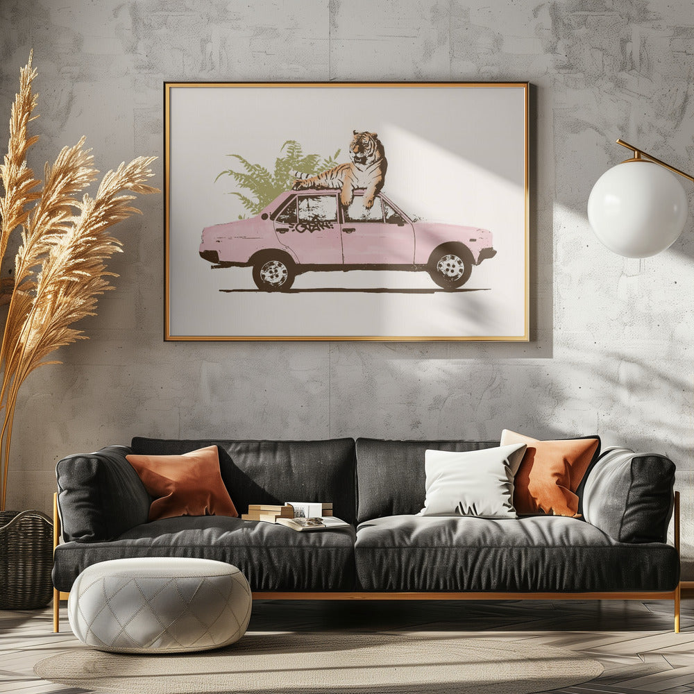 Tiger On Car | Poster