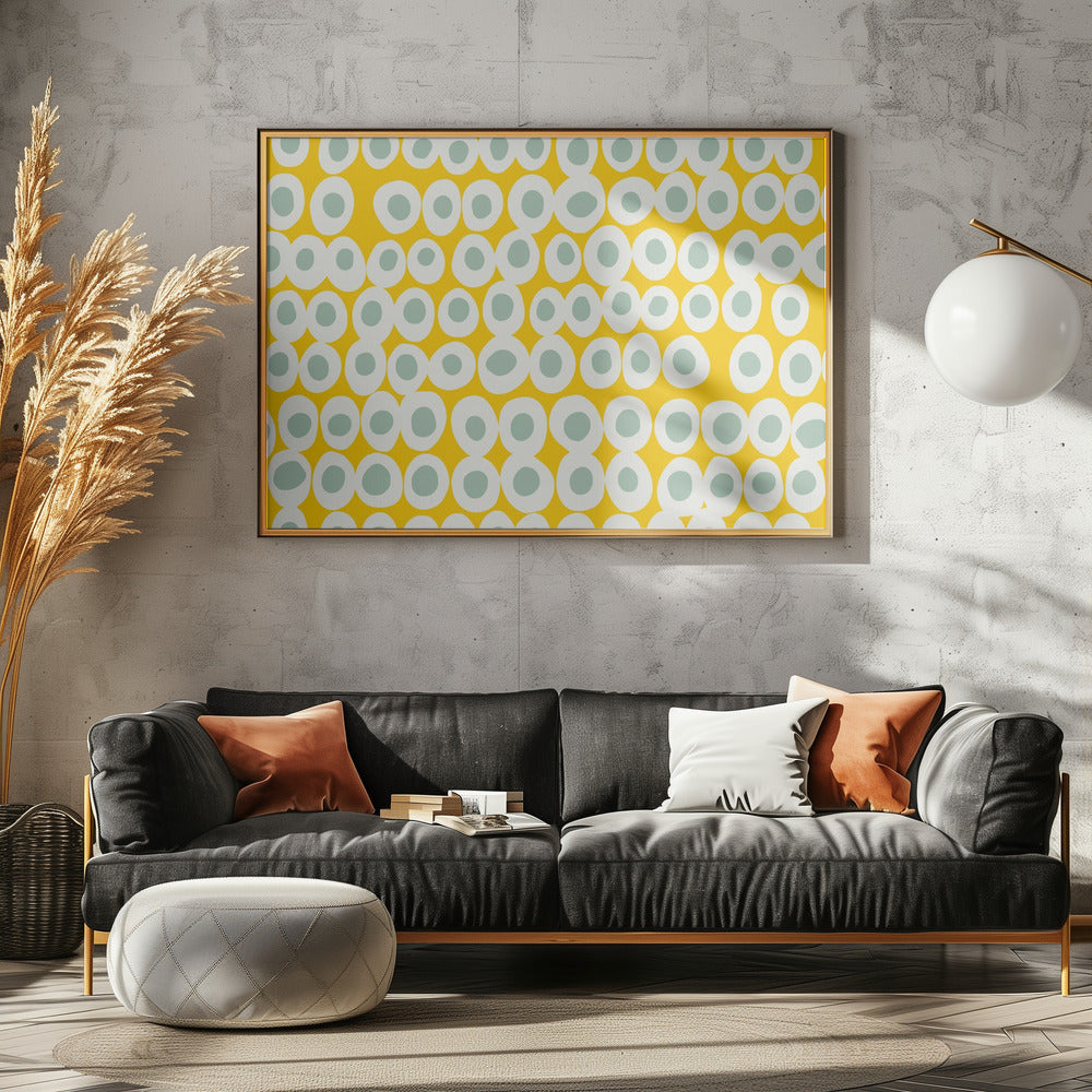 Wonderful bold dots yellow and mint pattern | Poster