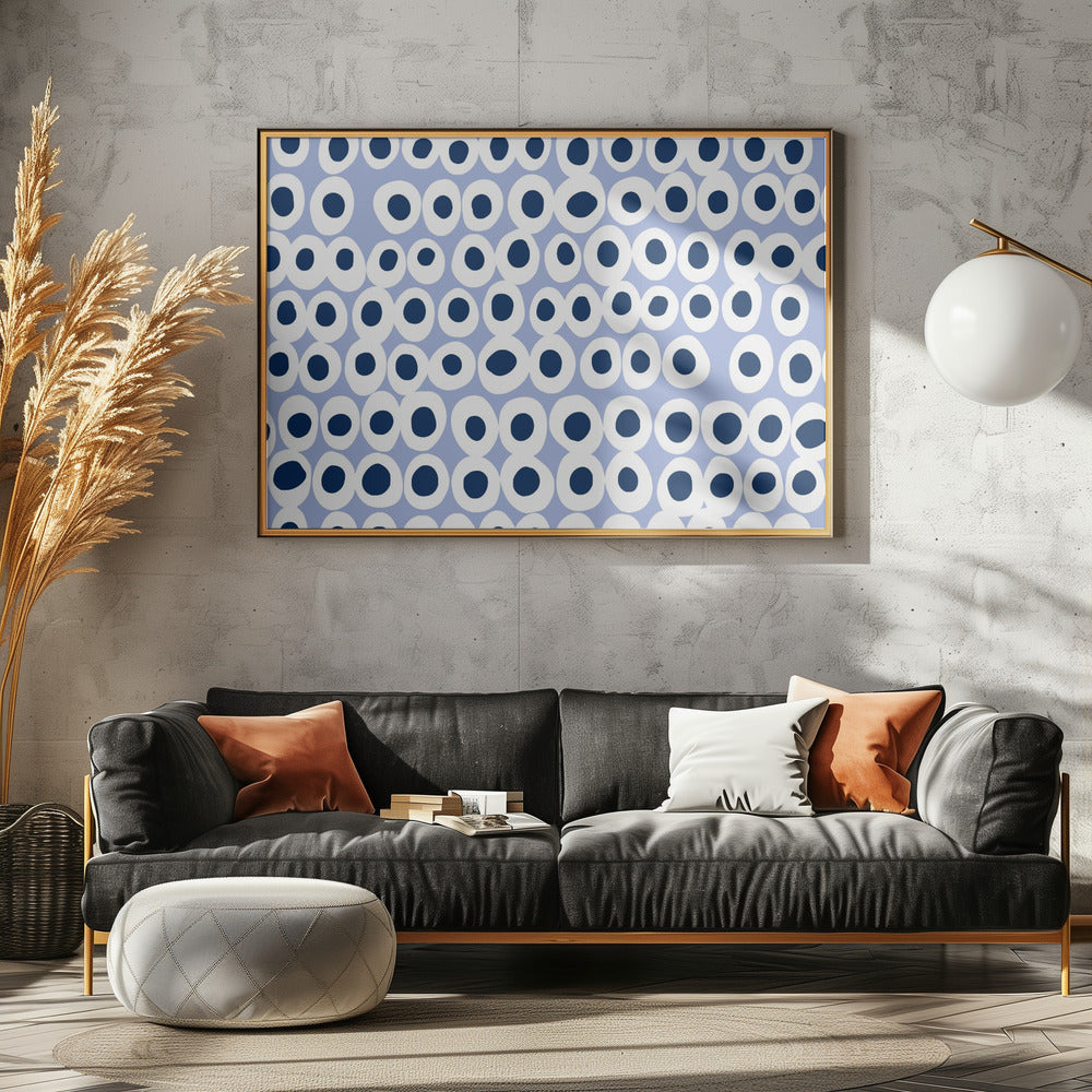Wonderful bold dots blue pattern | Poster