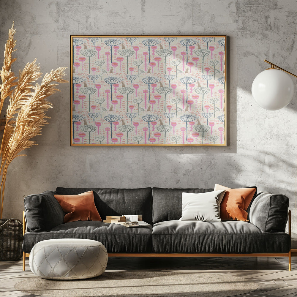 Blockdruck skandinavische Wiese | Poster