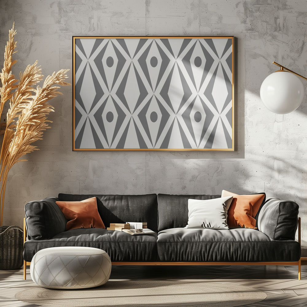 Minimalist art deco geometric diamonds grey | Poster