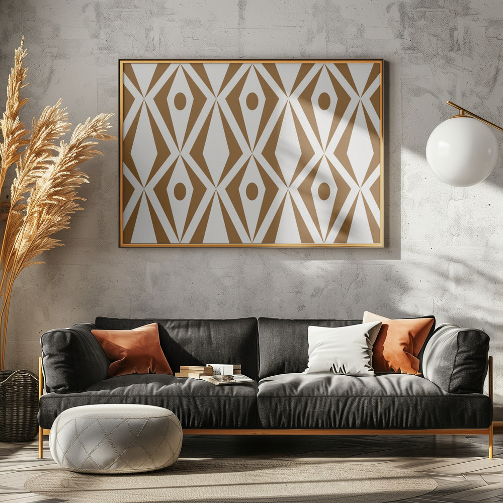 Minimalist art deco geometric diamonds brown | Poster