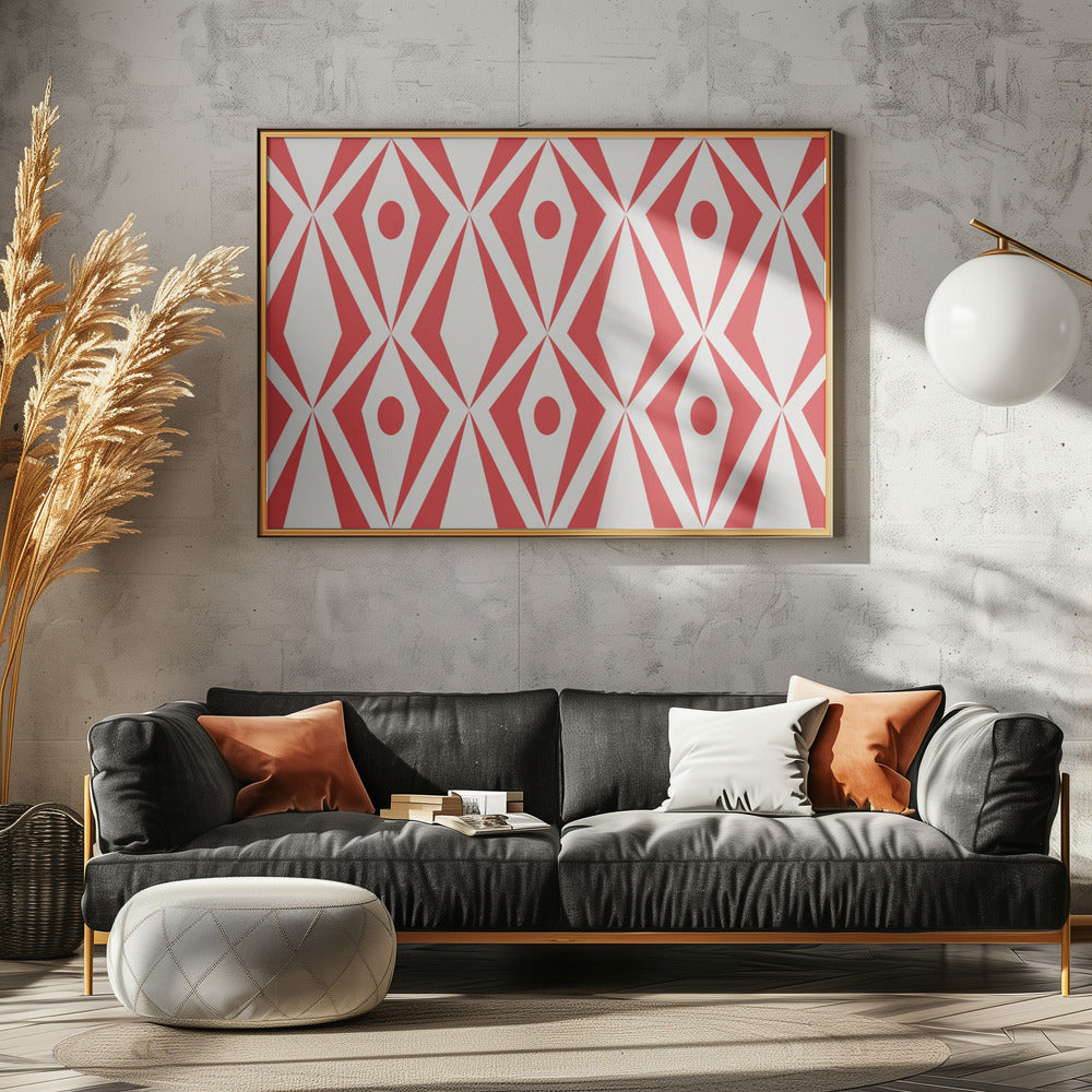 Minimalist art deco geometric diamonds red | Poster