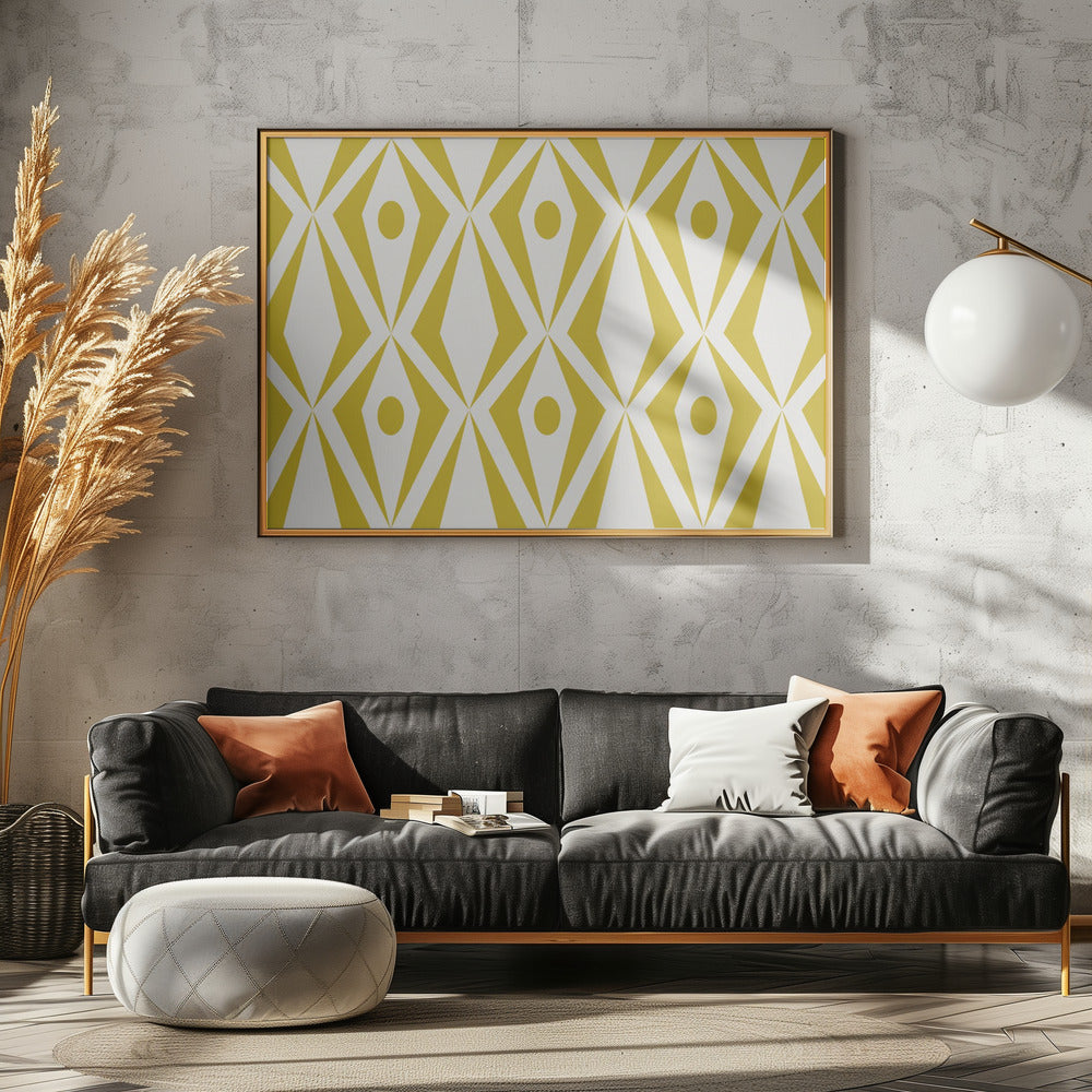 Minimalist art deco geometric diamonds yellow | Poster
