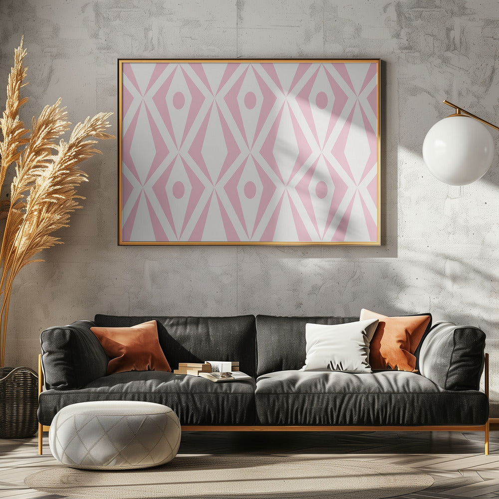 Minimalist art deco geometric diamonds pink | Poster