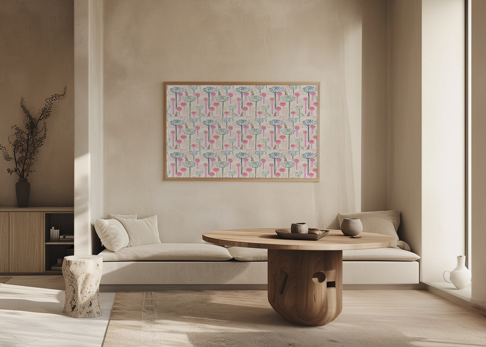 Blockdruck skandinavische Wiese | Poster