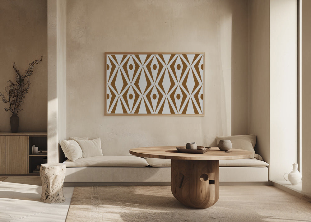 Minimalist art deco geometric diamonds brown | Poster