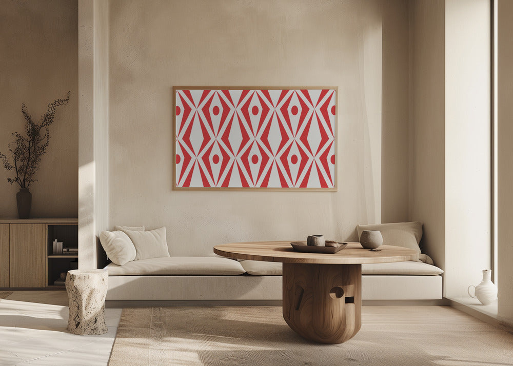 Minimalist art deco geometric diamonds red | Poster