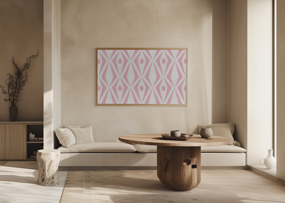Minimalist art deco geometric diamonds pink | Poster