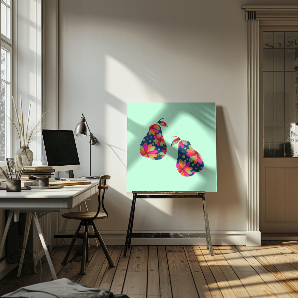 Impression d'art « Poires en motif » | Toile