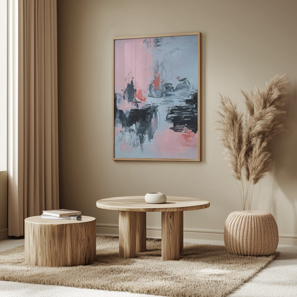 Pink and Grey Abstract 2 | Poster